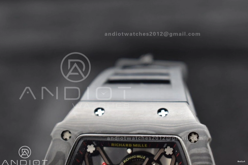 Red KUF MIYOTA8215 Edition RM035-02 on Strap Dial Best Black Skeleton Rubber 0502